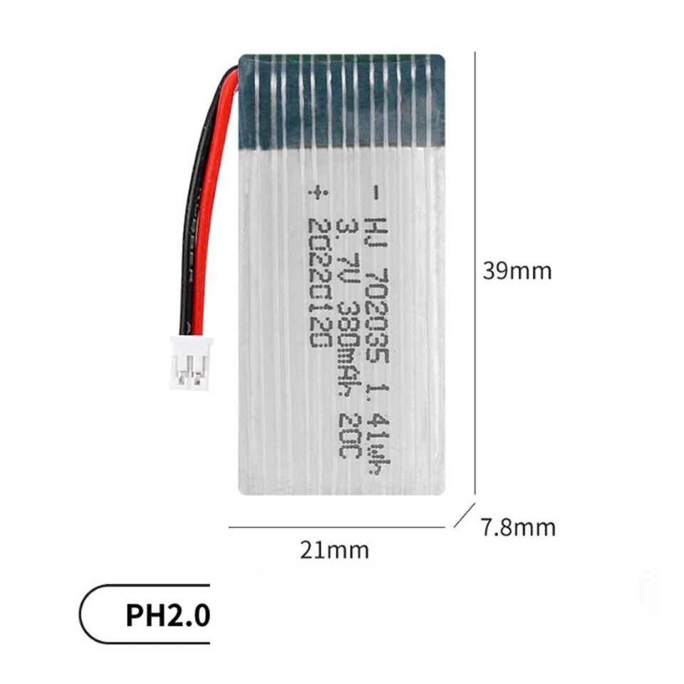380mAh 25C 702035 3.7V LiPo Battery For Syma RC Drone Hubsan JST/SM/XH2.54 Plug - Image 4 of 4