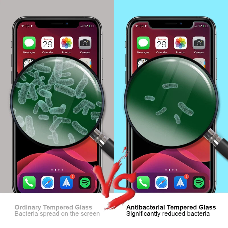Tempered Glass Anti-bacterial Screen Protector For iPhone 11 Pro Max XS XR X - Image 4 of 4