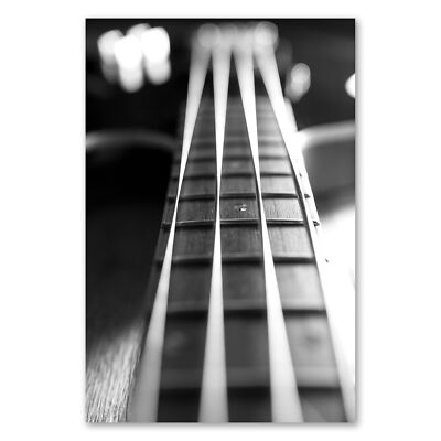 Postereck 3434 Poster Leinwand Bass Gitarre, Musik Instrument Schwarz Weiss