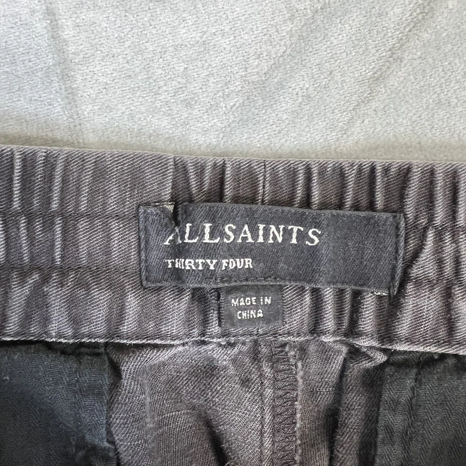 Pantalones Allsaints Luckett Mezcla de Lino Para Hombre 34 Gris Recortado Relajado Foto 4 de 4