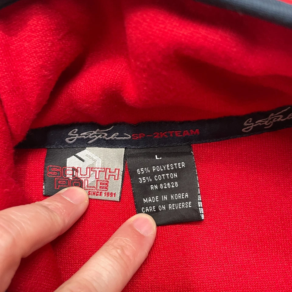 DE COLECCIÓN Chaleco Southpole Adulto Grande Rojo Suéter Cremallera Completa Hip Hop Y2k Ropa de Calle * Foto 4 de 4