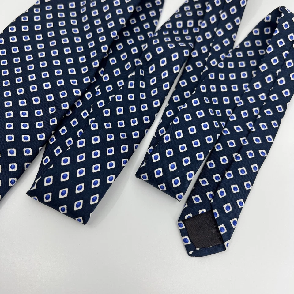 Corbata Brooks Basics Para Hombre Camisa Azul Corbata Pura Seda Hecha en EE. UU. Patrón Geométrico Foto 4 de 4