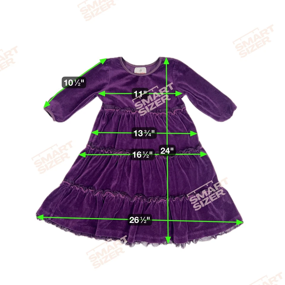 Vestido Hanna Andersson Púrpura Terciopelo en Niveles Niñas Talla 100 Foto 2 de 4