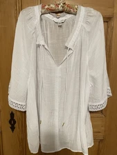 NEW Counterparts White Lacy Boho Peasant Gypsy Blouse ~ XL