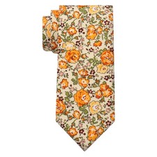 Floral Ties for Men Mens Floral Tie Cotton Neck Tie Skinny Orange Flower