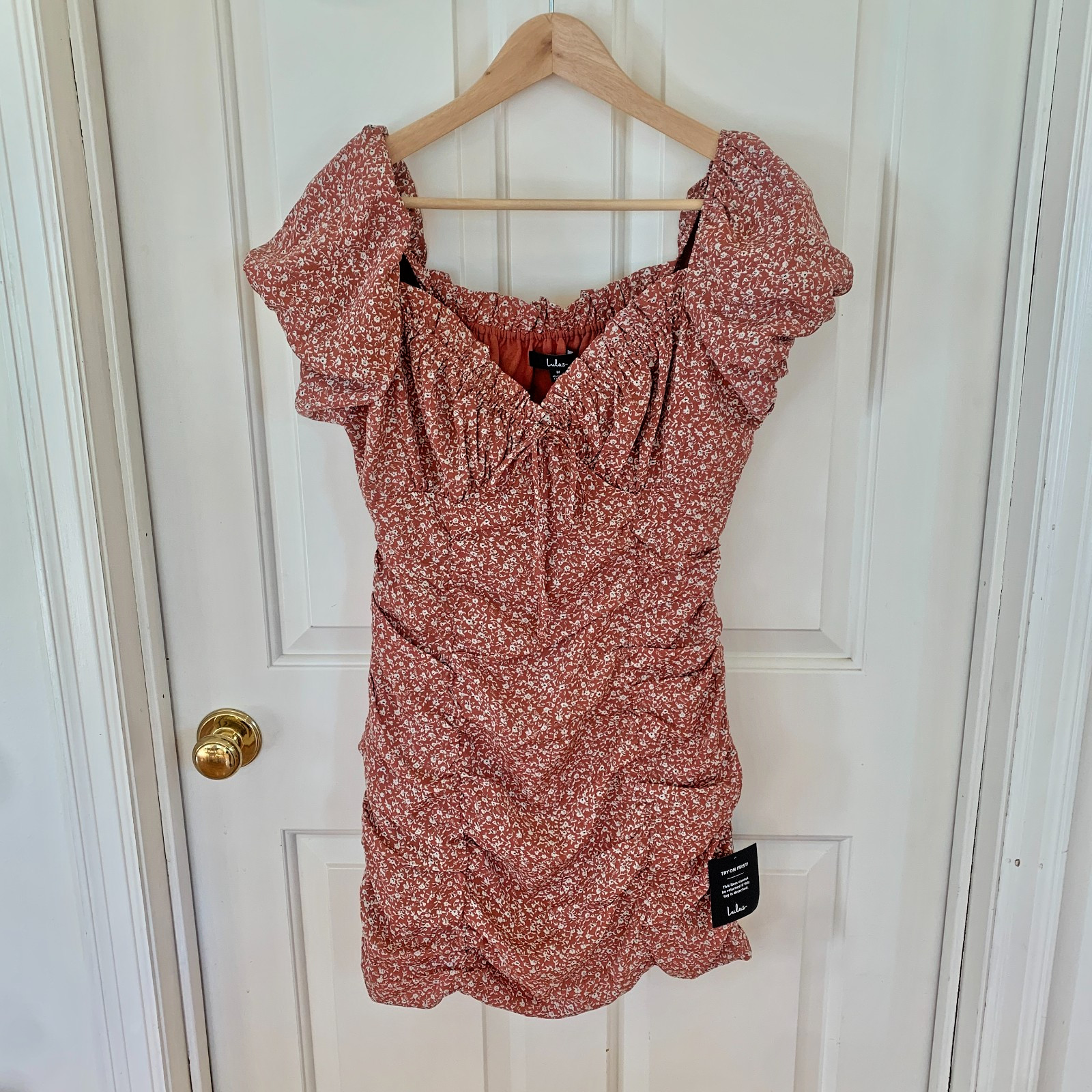 Lulus Medium Pink Floral Ruched Off-the-Shoulder Mini Dress NWT