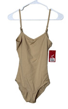 Capezio Camisole Leotard With Adjustable Removeable Straps Size M Tan