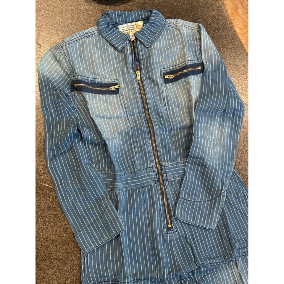 Mono vaquero Free PeopleXSandrine rosa índigo a rayas para mujer talla Xs cremallera completa Foto 3 de 4