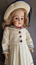 19,5" Stunning Antique Bisque Head Doll 192 Kestner Doll In Sailor Outfit