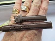 18mm VINTAGE APOLLO ANTIQUE CALF LEATHER BROWN WATCH STRAP GOLD BUCKLE BOXED