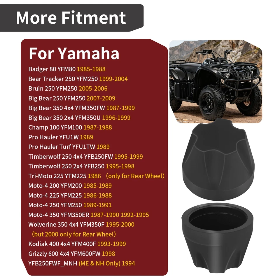 2 PACK FOR YAMAHA MOTO-4 KODIAK BIG BEAR WOLVERINE WHEEL HUB CAP 52H-2512A-00 - Image 3 of 4