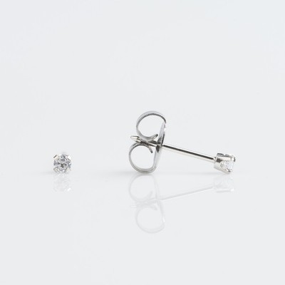 Studex System 75 9 kt Weißgold Tiff 2 mm Apr Kristall Piercing Ohrstecker 9104