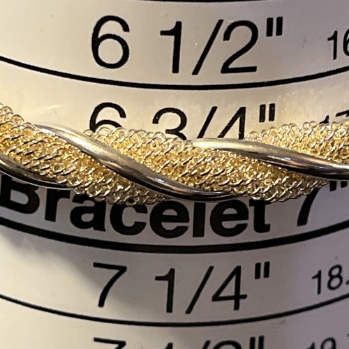 VTG Vermeil Gold Plated 925 Sterling Silver Twisted Wrapped Mesh Cuff Bracelet - Picture 8 of 9