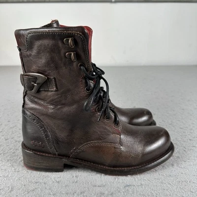 Bed Stu Anne Brown Distressed Leather Lace Up Buckle Ankle Boots Womens 7.5 - Image 1 of 4