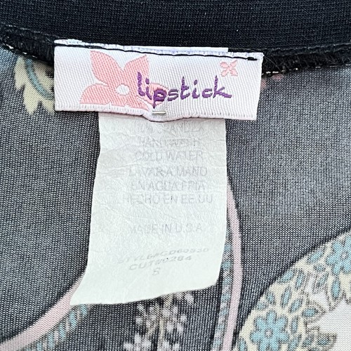 VTG Lipstick Dress Sz S Paisley Y2K Stretch V Neck Babydoll Coquette Grunge Punk - Picture 5 of 6