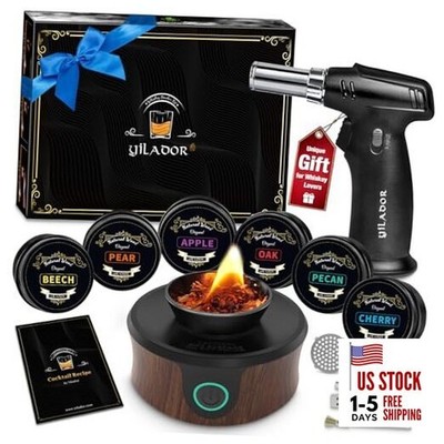 Electric Whiskey Smoker Kit with Torch, Home Bar Gift for Whiskey Lover, 6 