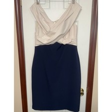 Lauren Ralph Lauren Navy Blue Beige Sleeveless Sheath Dress - Size 12