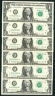 (( 6 NOTES )) $1 1988 ((AU)) Federal Reserve Note ** PAPER CURRENCY AUCTIONS — photo 1
