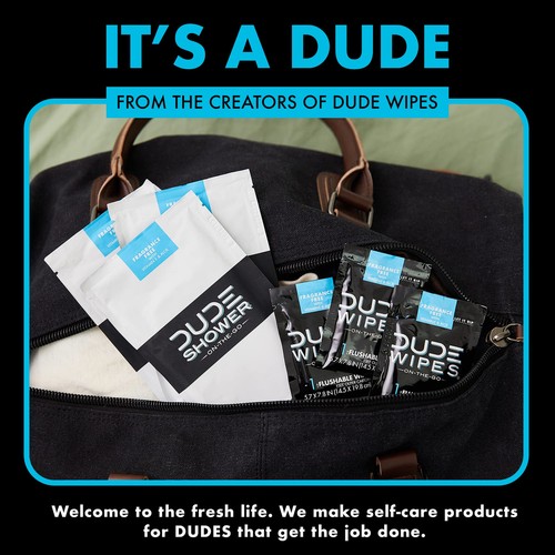 DUDE Wipes - On-The-Go Shower Wipes - 3 Pack, 24 Wipes - Unscented Extra-Larg... - Picture 5 of 6