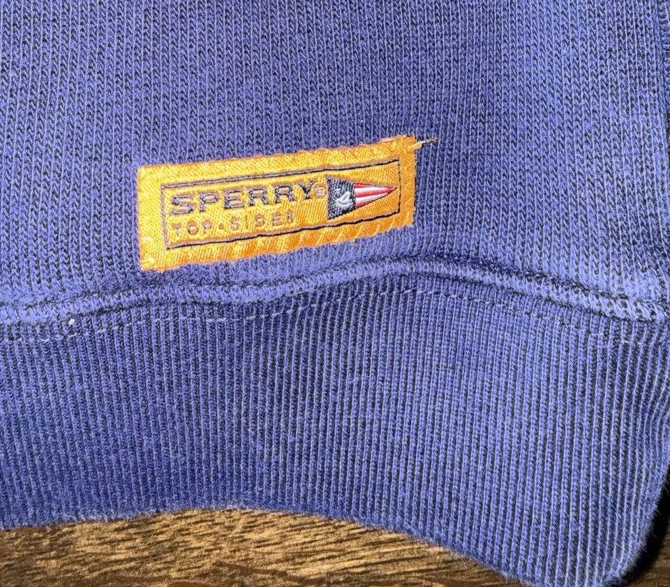 Suéter Polo De Colección Sperry Top Sider Rugby Para Hombre M Azul Amarillo 1/4 Botón Pullover Foto 4 de 4