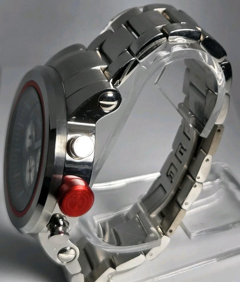 REDLINE MEN'S 49mm CHRONOGRAPH STAINLESS STEEL WATER RESISTAN 100M SILVER DIAL - image 3 of 4