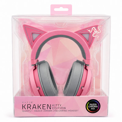 Razer Kraken Kitty Edition Quartz Pink USB Gaming Headset Chroma RGB THX NEW