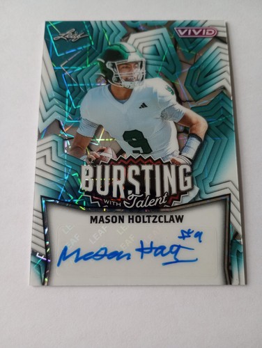 Mason Holtzclaw 2025 Leaf Vivid Bursting With Talent Blue Auto 9/10 Jersey Match