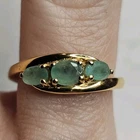 STS Vermeil Over Sterling Silver Emerald Ring Size 7 Vintage 3 Stone