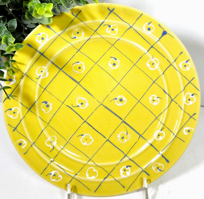 #ad Pacific Pottery Dinner Plate 9.25quot; 611 Yellow Geometric Flower Pattern VTG CA $219.95