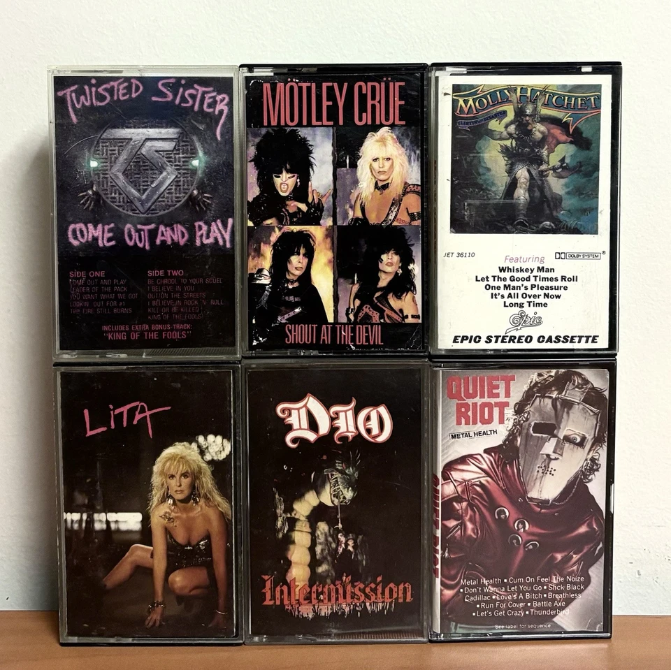 Rock Cassette Tape Lot Of 6: Motley Crue, Twisted Sister, Quiet Riot, Dio, Etc - Imagem 2 de 4
