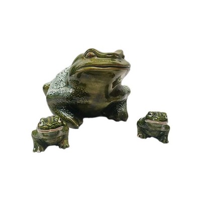 VTG Arnel's frog featuring large adult frog 2 Small ceramic Glossy Spckld Green 