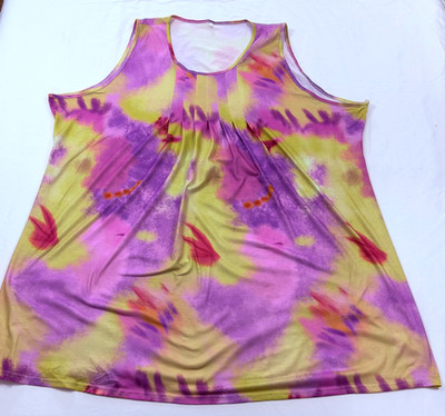 women's tank style  top size 8XL tie-dye sleeveless scoop neck pleated polyestye