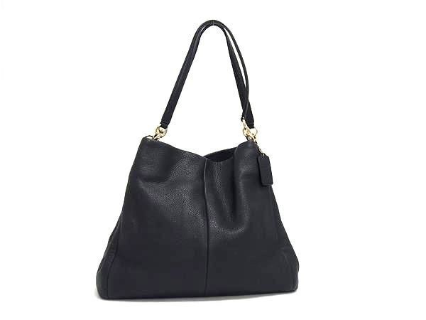 ま*め様 オークションセール！！フィービィ スタッズバッグ　コーチ　 黒　ショル Coach Phoebe Pebbled Leather Shoulder Bag Hobo F35723 Saddle