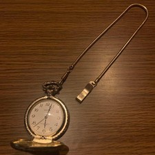 Movers Pocket Watch Chain Gold White Dial Horse Design Used