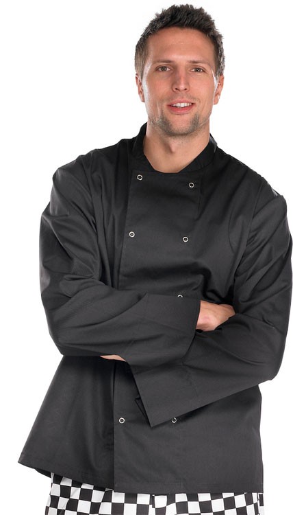 Beeswift Chefs Jacket Long Sleeve Black Size XXL