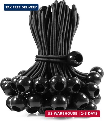 50 Pcs Ball Bungee Cords 6 Inch Black Heavy Duty Outdoor for Canopy Tarp Tie Dow