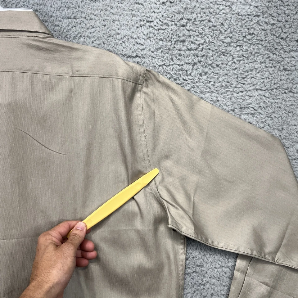 Camisa Structure Para Hombre Grande Bronceada Premium Tejida Texturizada Manga Larga Abotonada Nueva Foto 2 de 4