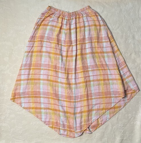 American Eagle Linen Blend A-Line Plaid Tie Waist Boho Midi Skirt Women Size L - Picture 4 of 11