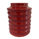 Red Ceramic Ribbed Vase By Pier 1 Imports