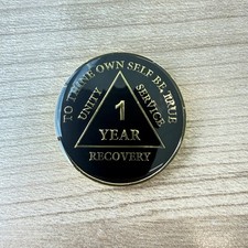 1 Year Alcoholics Anonymous AA Bronze Medallion Coin Sobriety Chip One