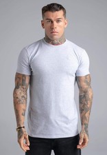 Image of SikSilk Men's Muscle Fit Crew Neck Short Sleeved Essentials T-Shirt Tee Grey Mar
