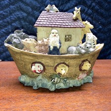 Noah's Ark Night Light Nursery Lamp Wood Base Calming Colors