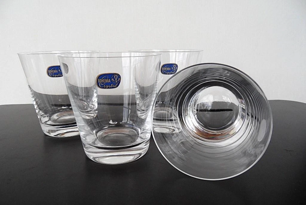 Set 4 Contemporary New Unused Bohemia Crystal Glass Whiskey Water Bar Glasses
