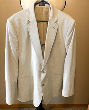 Stafford Signature Pinstripe Sport Coat, Light Brown, Cotton, Size XL 46 48