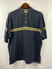 Men’s Cutter & Buck Large Black Polo Shirt w/ Tan Double Stripe