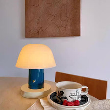 Dimmable Mushroom Table Lamp - Cordless Touch Rechargeable Nordic Design Blue 