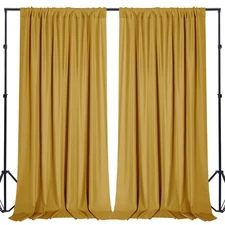 10x10FT Gold Backdrop Curtains Polyester Photo Backdrop Drapes Curtains 2 Pan...