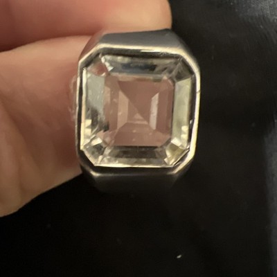 925 MASSIVER STERLINGSILBER RING NATÜRLICHER KLARER TOPAS GRÖSSE 12