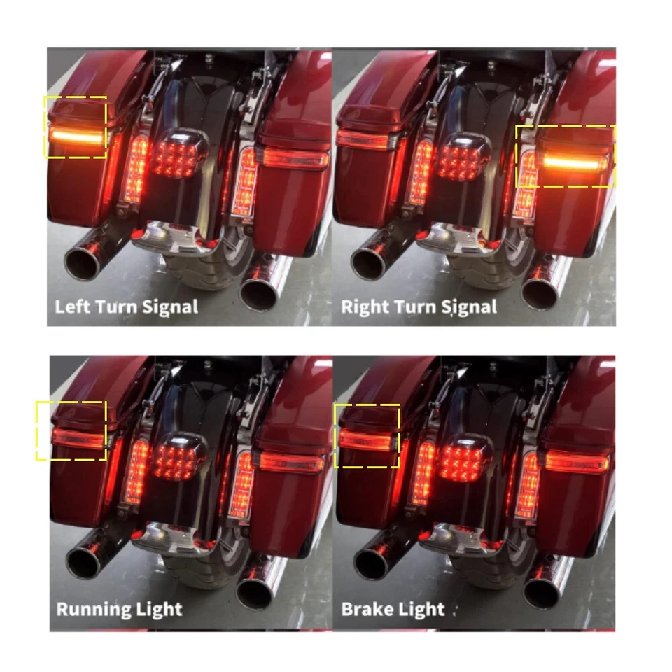 LED Saddlebag Run Brake Turn Light For Harley Touring Road Street Glide '97-'13 - Imagem 3 de 4