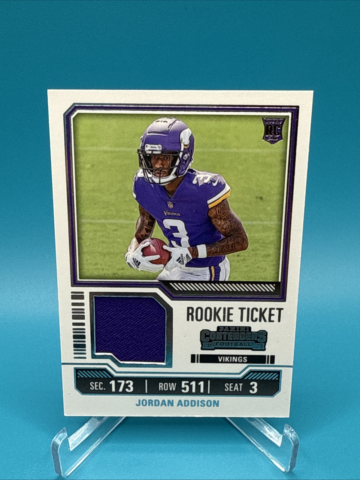 2023 Panini Contenders Jordan Addison Rookie Ticket Patch RC #TS20 Vikings
